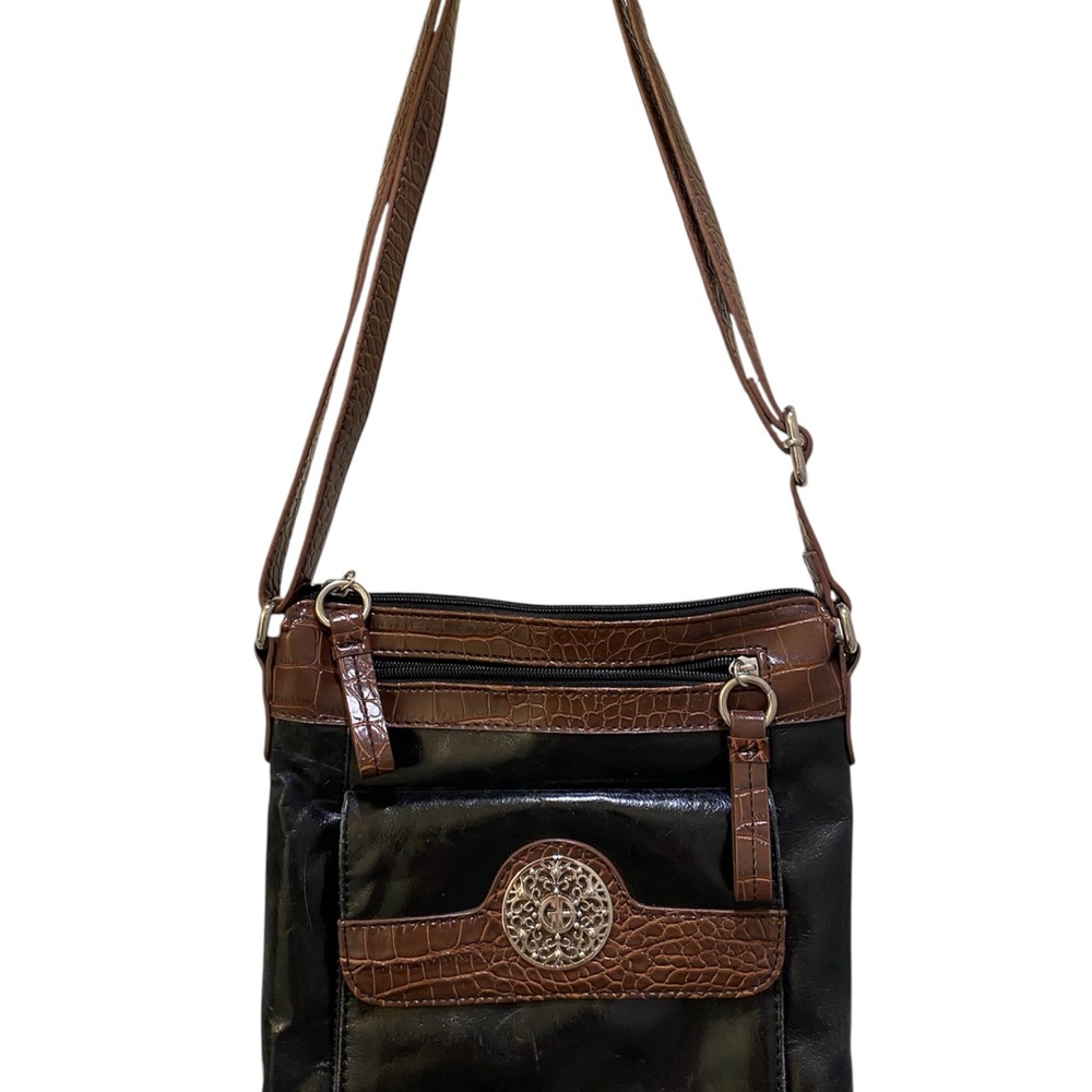 Giani Bernini Messenger Bag Black and Brown Leather